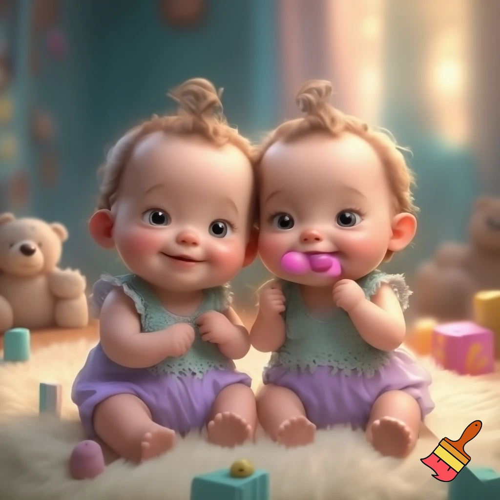 Cute twin baby girls