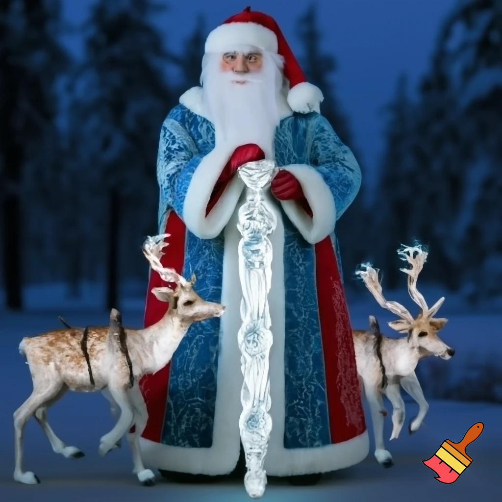 Russian Santa Claus walking stick with with t reindeers magic walking stick a plastic plastic