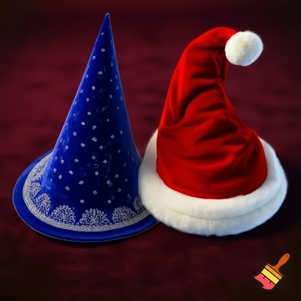 Christmas wizard hat written and velvet Santa Claus hat