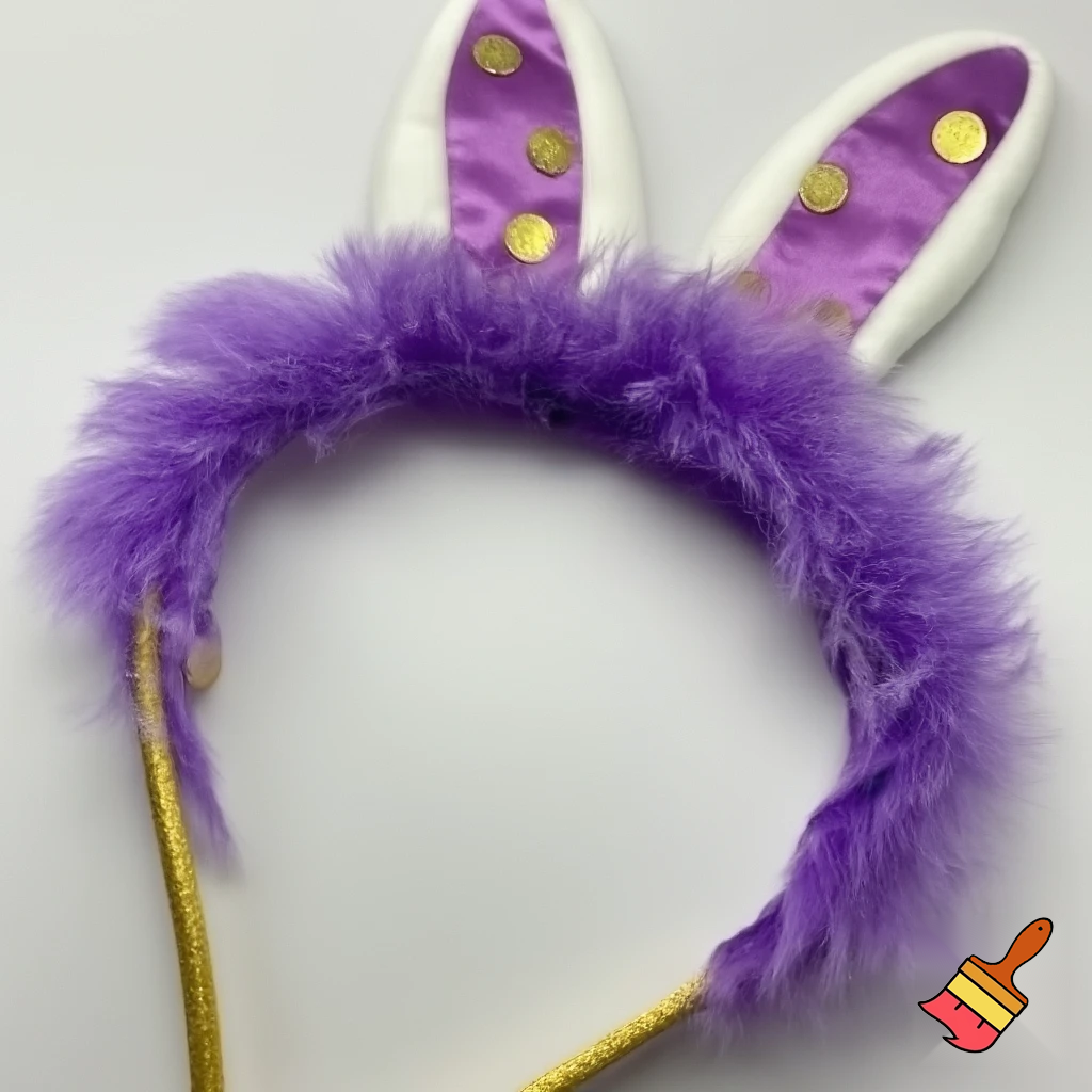 Easter bunny top hat headband, purple, purple and white with gold