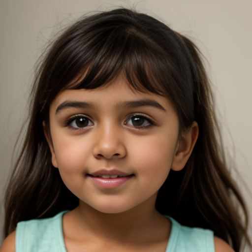 little brown girl with brown hair and brown eyes