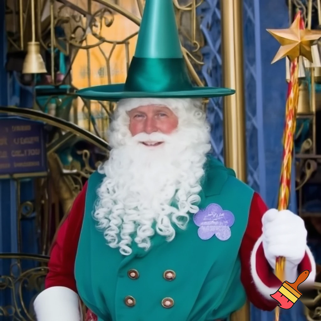 Santa Claus Pennwell Disney🇫🇷 wizard Santa Claus Santa Claus real person Disneyland Paris Santa Claus in Paris the wizard💫🏰 a wizard hat Magic Star wand Santa Claus hat wizard Santa Claus hat⭐️