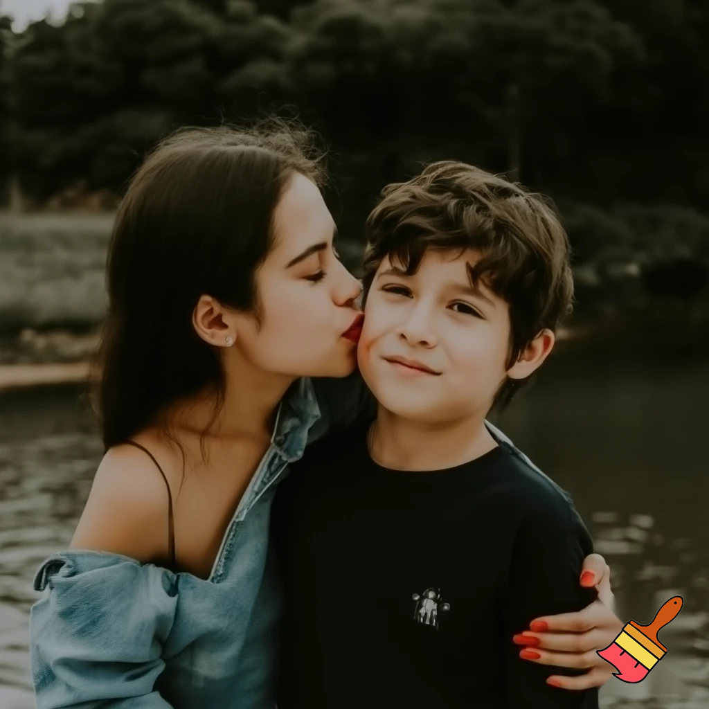 A women kissing lips here boy frind the girls is without drees
