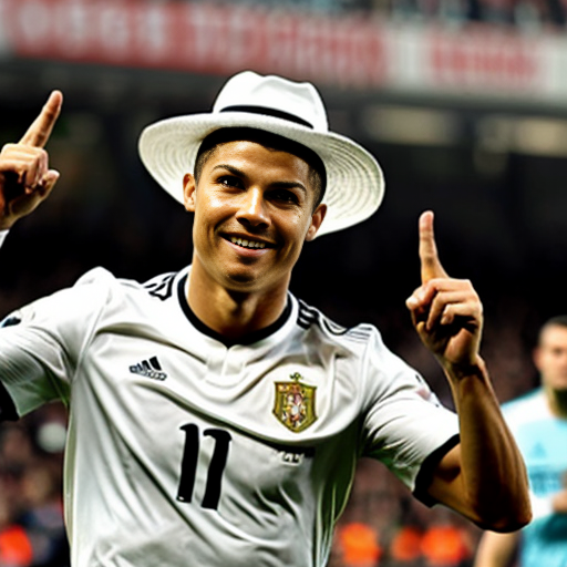 ronaldo doing russian dance with a hat
