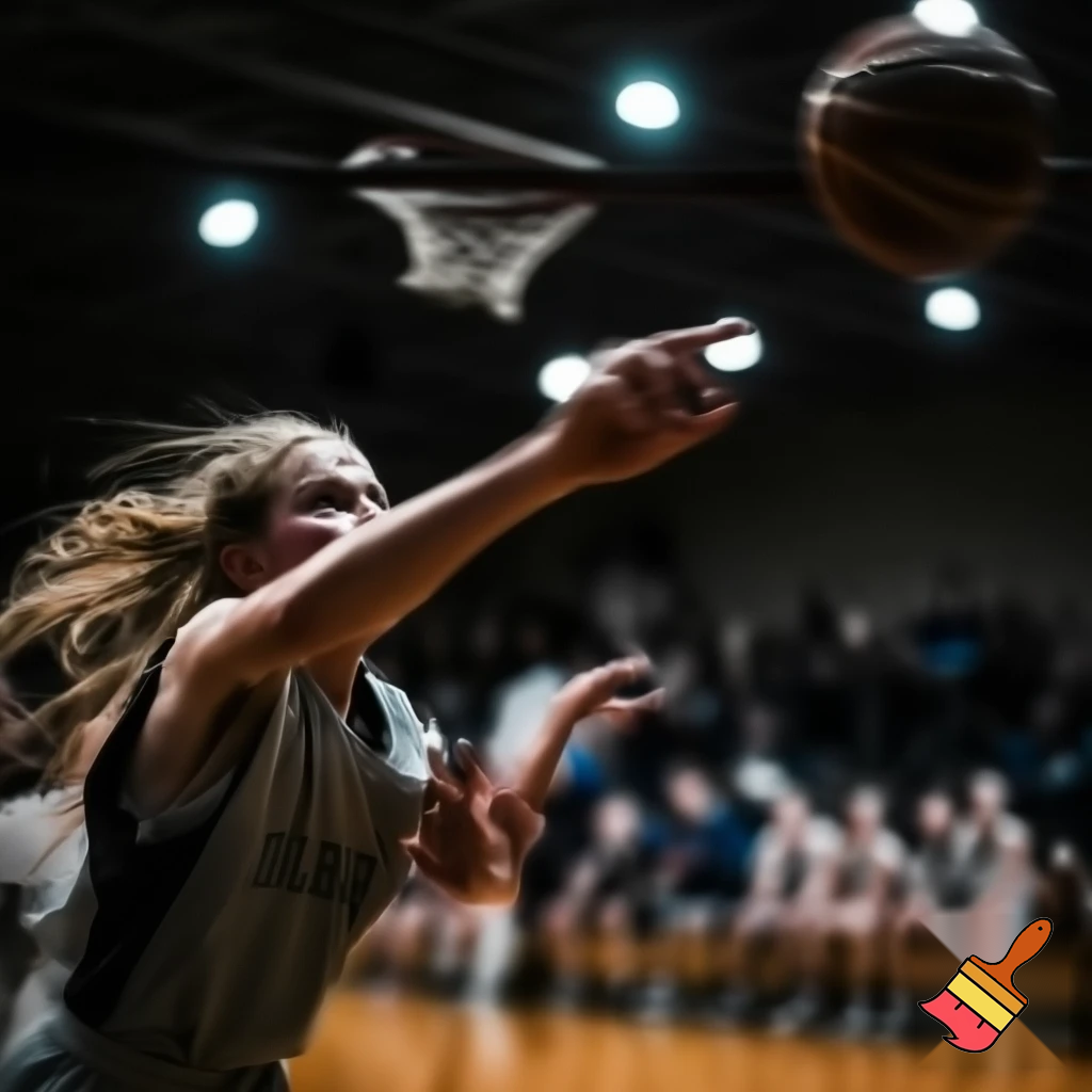 behind white teenage basketball with dirty blonde hair making a game winning far shot