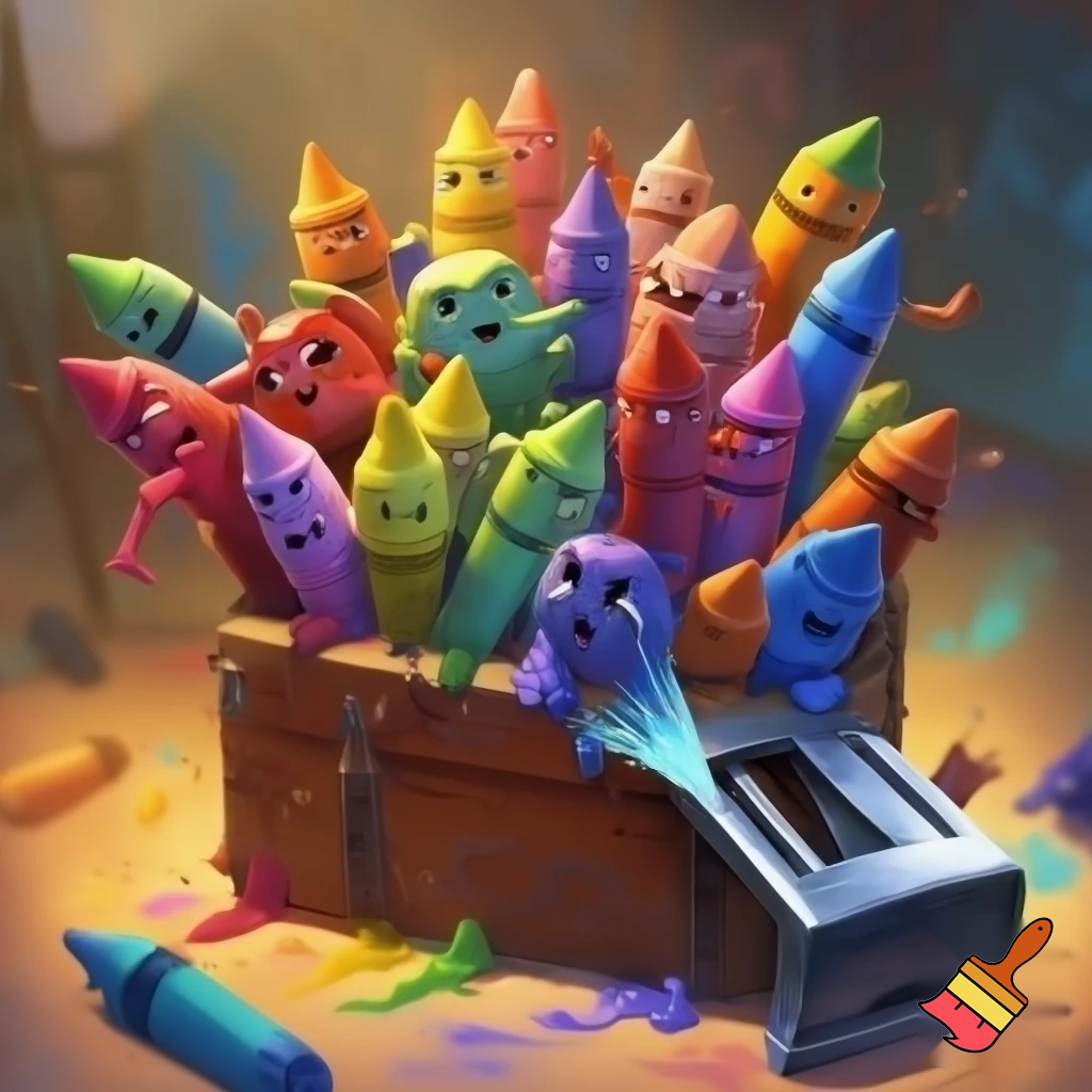 a giant box of crayons that are alive with a sharpener