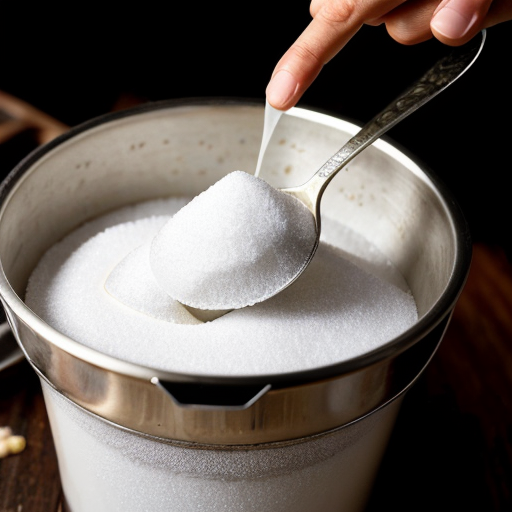 sugar getting poured through a sieve