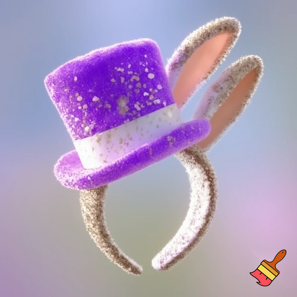 Special top hat headband Easter headband with rabbit, ears, purple and white purple and white with glitter velvet golden purple and white with glitter silver