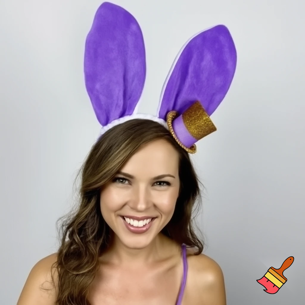 Special top hat headband Easter headband with rabbit, ears, purple and white purple and white with glitter velvet golden purple and white with glitter