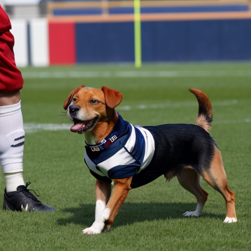 a dog playing brittish football
