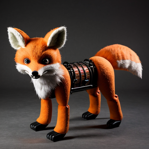 Un zorro animatronico con pelo a dos patas
