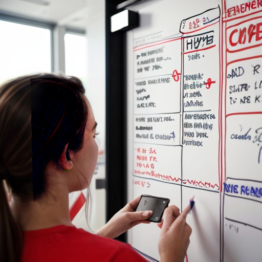 “A student distracted by phone, snacks, and noise. Clock showing time passing. Red cross mark. Whiteboard doodle style.”