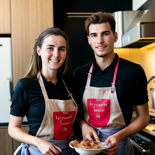 Goretzka and Vanessa at the kitchen 