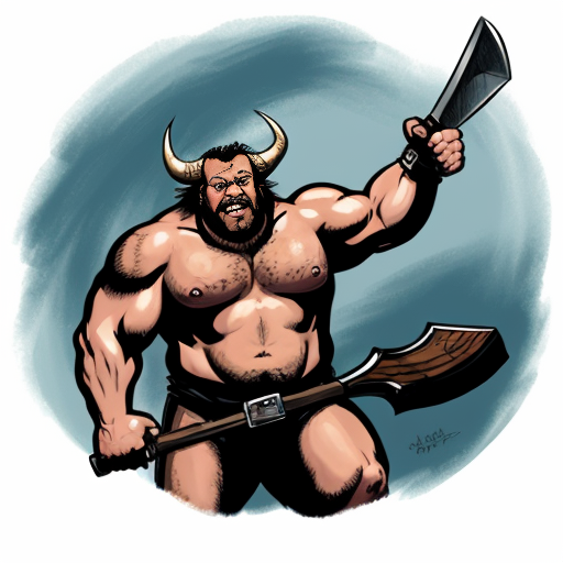In the Dnd universe. A large bull man holding a large axe