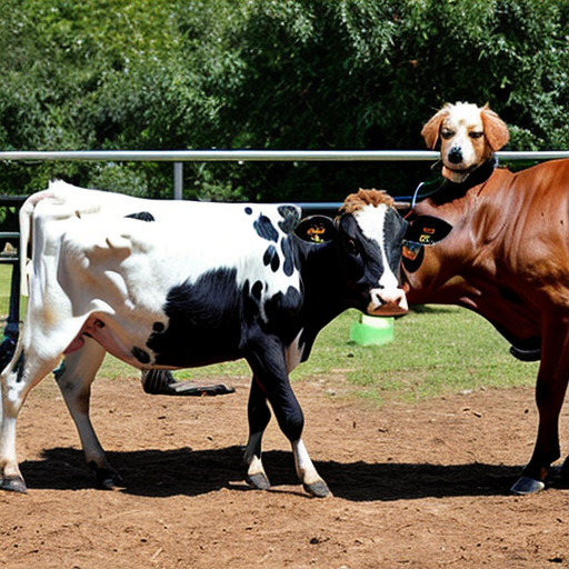 dog riding on a cow
