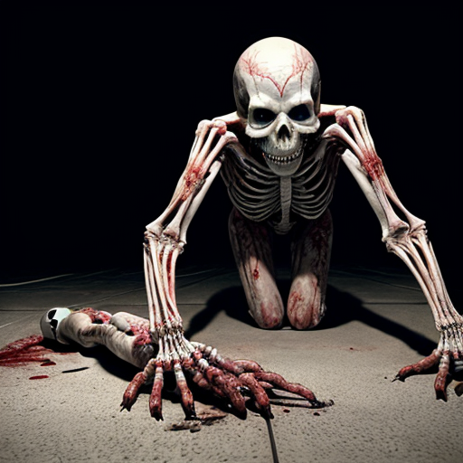 or bathed in the flickering greenish glow of shattered emergency lights, where the air itself seems to pulse with malignant energy. A ghostly nurse with hollow, weeping eye sockets floats mid-air, her tattered uniform streaked with phantom blood, while a skeletal demon—its ribcage split open to reveal writhing, vein-covered organs—crawls along the ceiling like a grotesque insect. In the foreground, a freshly reanimated zombie drags its own spilled intestines behind it, jaws unhinged in a silent scream, while the walls weep rivulets of blackened blood that coalesce into grasping handprints. The floor is littered with twisted medical instruments fused to half-dissolved corpses, their flesh melting into the tiles in a nightmare of biological corruption. A spectral surgeon looms in the background, his surgical mask sewn directly into rotting skin, holding a rusted bone saw that drips with something far thicker t