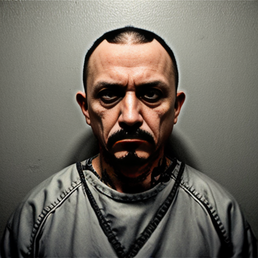  rat, evil, sinister, wearing prison outfit, mugshot style, no human