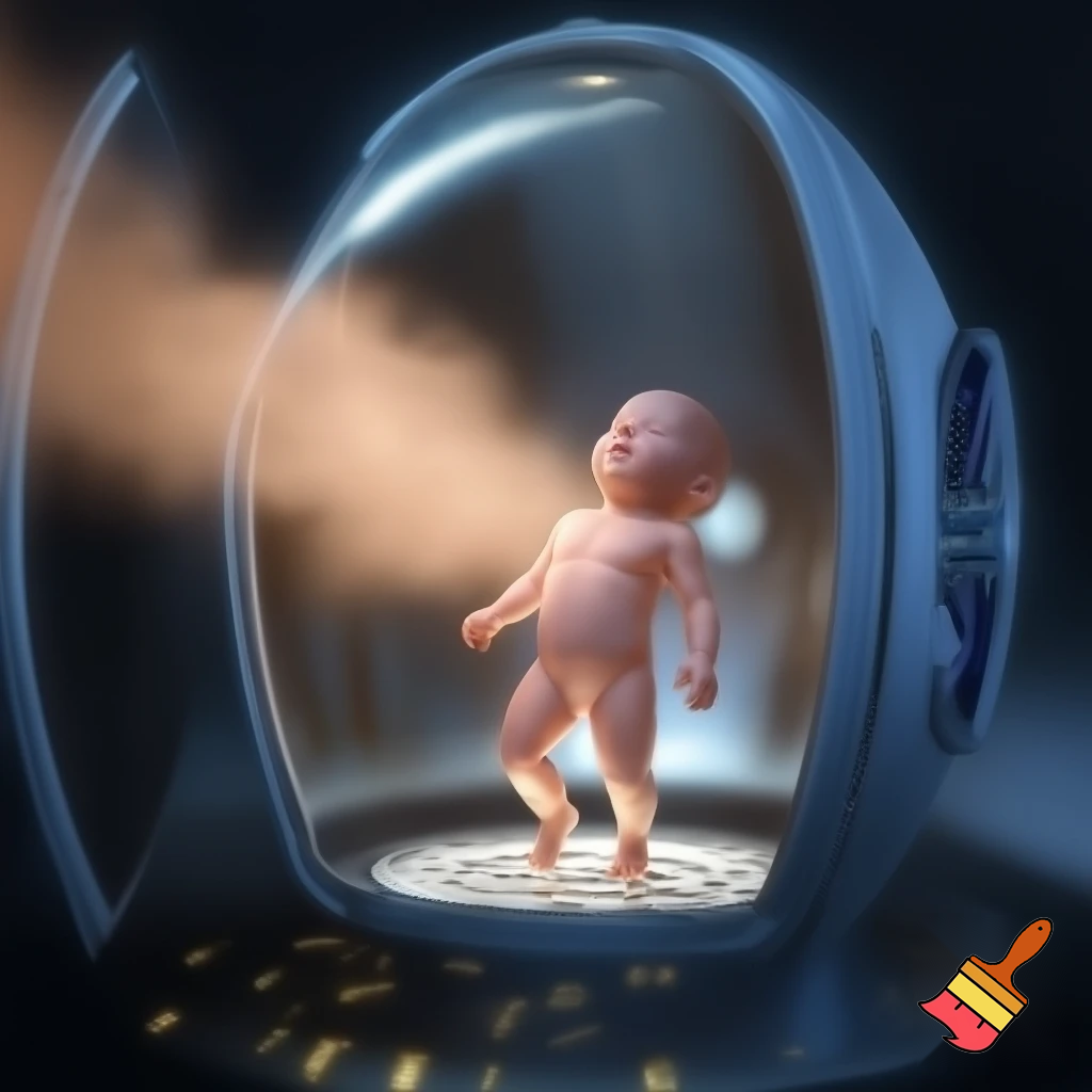 Sterile sci-fi awakening scene — a single pod opens, warm vapor spilling out, shard of sterile light tracing curved glass, a newborn humanoid stepping out: naked but composed, blank expression, clean metallic interior with glowing diagnostic glyphs underfoot, cinematic close-up, photo-realistic + painterly blend.

Settings / Steps:

Aspect ratio 4:5 (portrait) for character focus.

Camera: slightly low, 3/4 view to show pod interior and diagnostics.

Emphasize skin texture + subtle mechanical seams.

Add small depth-of-field to isolate subject.


Negative prompt: mutated hands, extra limbs, bad anatomy, cartoonish, watermark, extra fingers

Variations: silhouette profile, half-lit face, higher contrast for a dramatic poster.