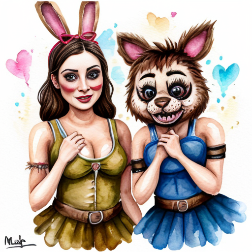 Show me what would happen if a boyfriend and girlfriend (Friday night funkin') were captured by female animatronics fnaf 2 , who then decided to make the boyfriend a girl (change his gender and appearance) and put the girl (boyfriend gender) in a cute sexy bunny animatronic costume, and the wife girlfriend in a female animatronic cat costume. Both died in agony. ( Blood ) How would the spirit of the girl (boyfriend gender) and his wife (girlfriend) react afterward?