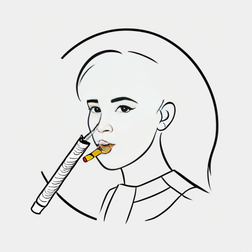 invisigal from Dispatch with messy hair a nose ring and a ciggarete and a katana
