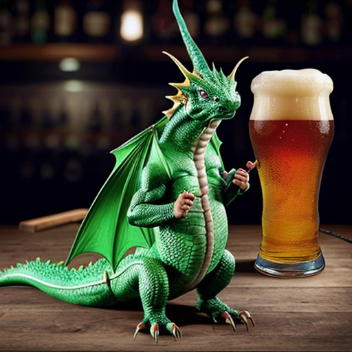 A male mint dragon with a giant beer belly