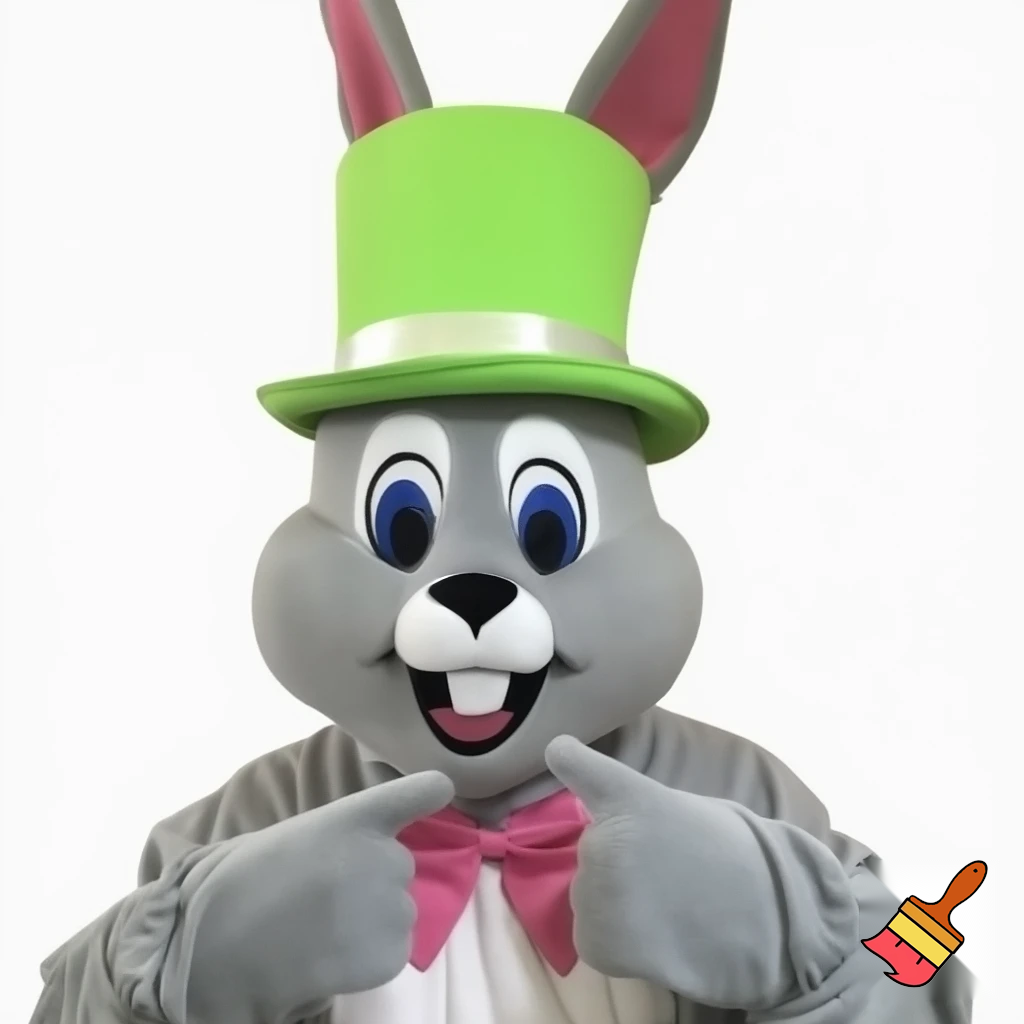 Easter bunny mascot top hat costume