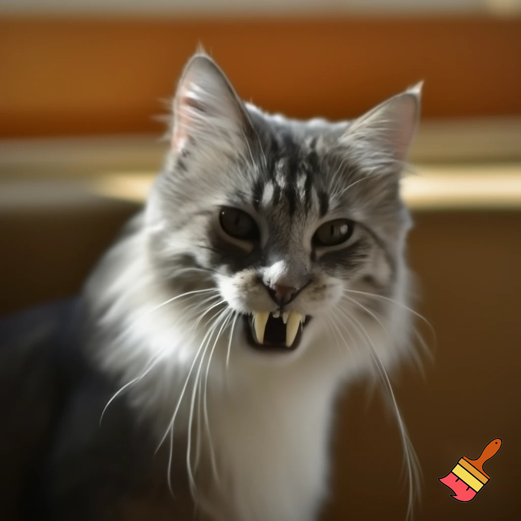 A cat with lions teeth