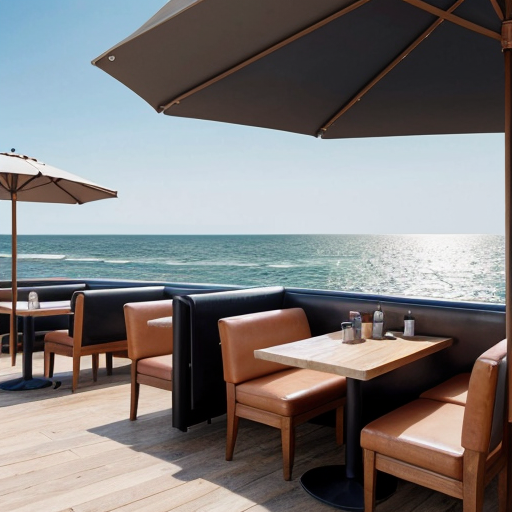 create me a piece of art for a cafe by the seaside