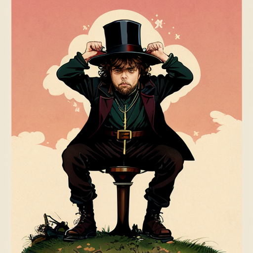 peter dinklage as a disgrunted pilgrim with a blunderbuss and hat with buckle norman rockwell illustration art style 