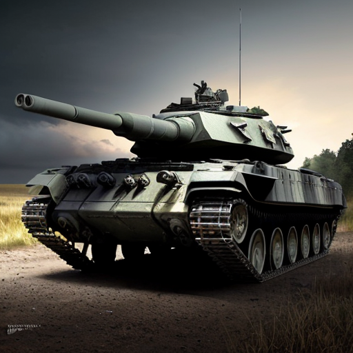 Realistic editorial image of a K2 GF main battle tank for a Polish defense article. Show the tank at dusk in a dramatic battlefield setting. Add subtle blue holographic tactical overlays around the tank to suggest a modern battlefield management system. Include a faint digital map grid, friendly unit markers, route lines, sensor icons, and a compact command interface near the turret. Keep the tank realistic and clearly visible. Emphasize steel armor, long main gun, rugged tracks, and military camouflage. Use moody lighting, strong rim light, and subtle screen-like reflections on the hull. Three-quarter front low-angle view, landscape 16:9, magazine hero image style.