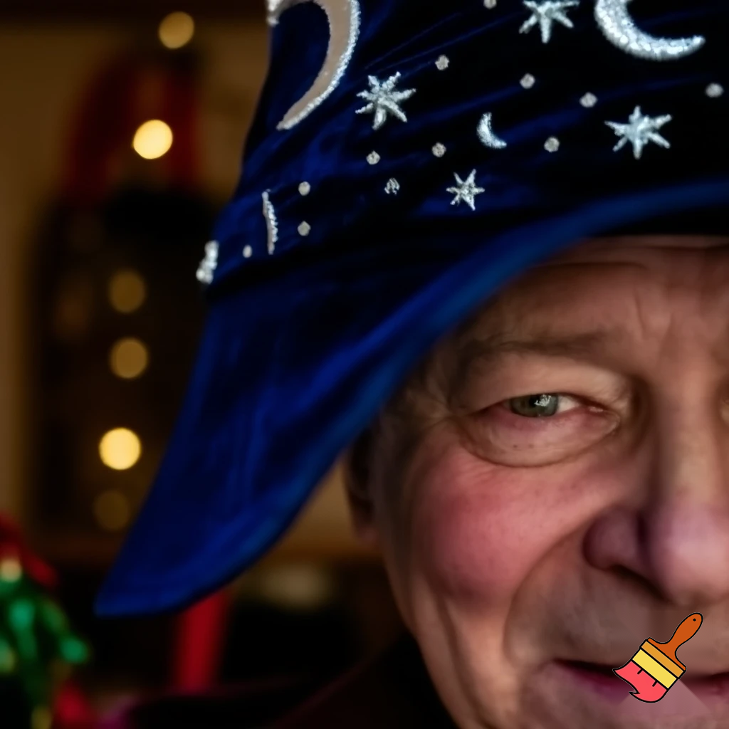 Christmas wizard hat stars and means read a Christmas hat