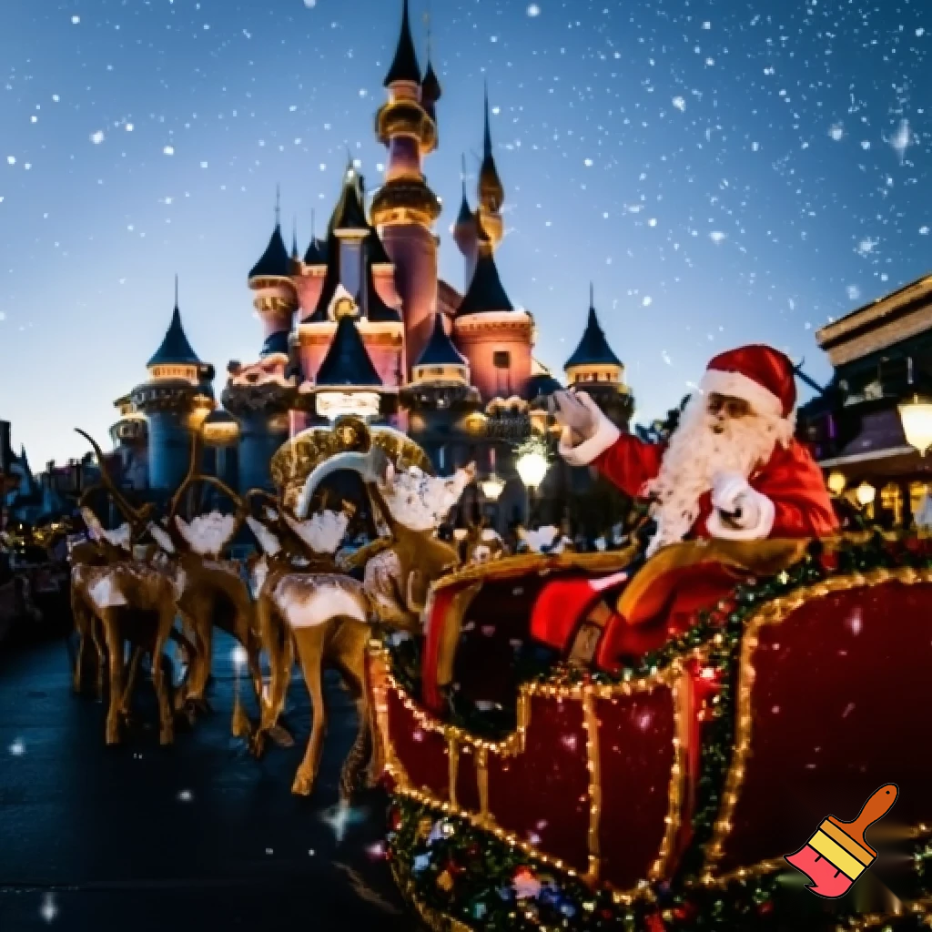 Santa Claus, France parade Paris Disneyland Santa sleigh castle