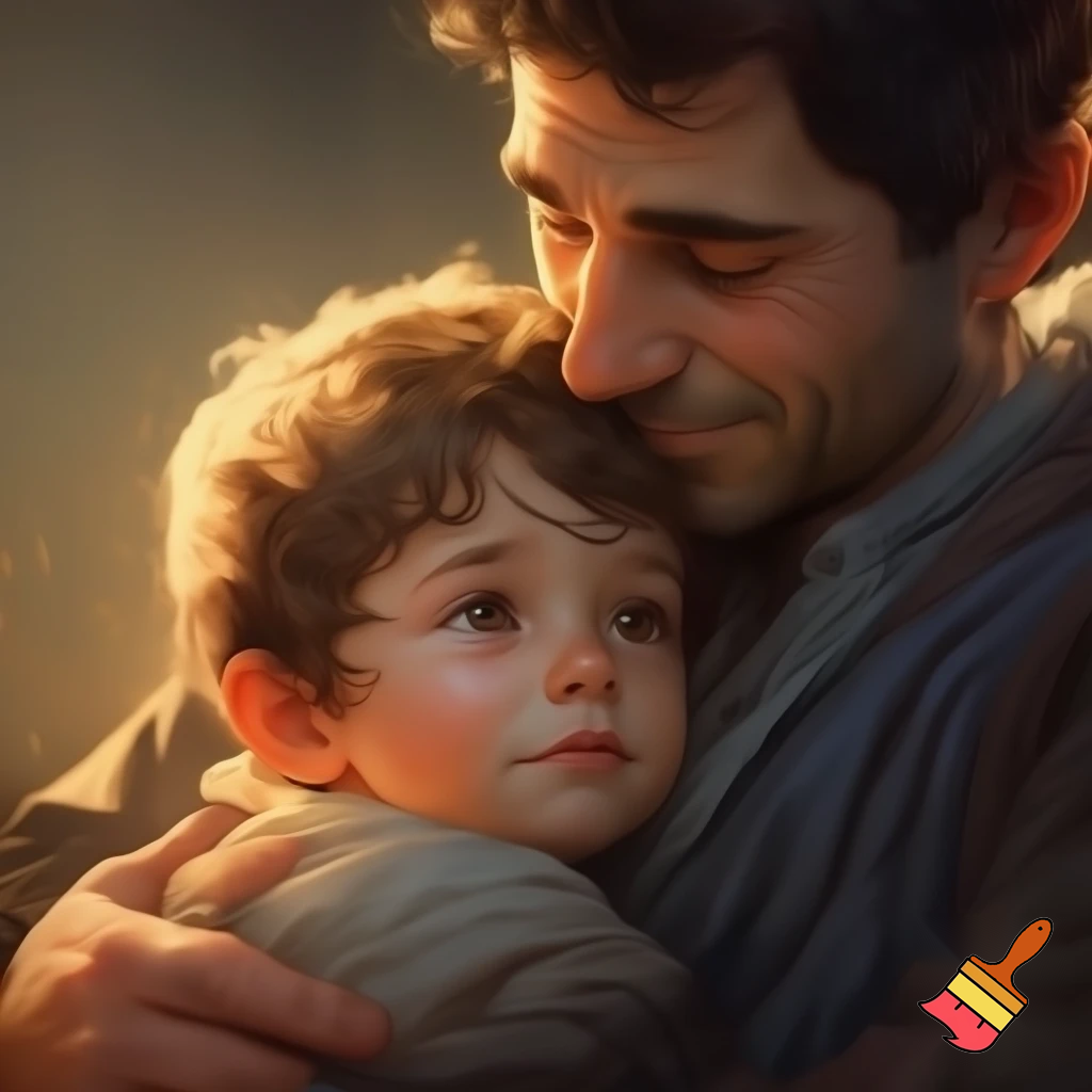 a man holds son
