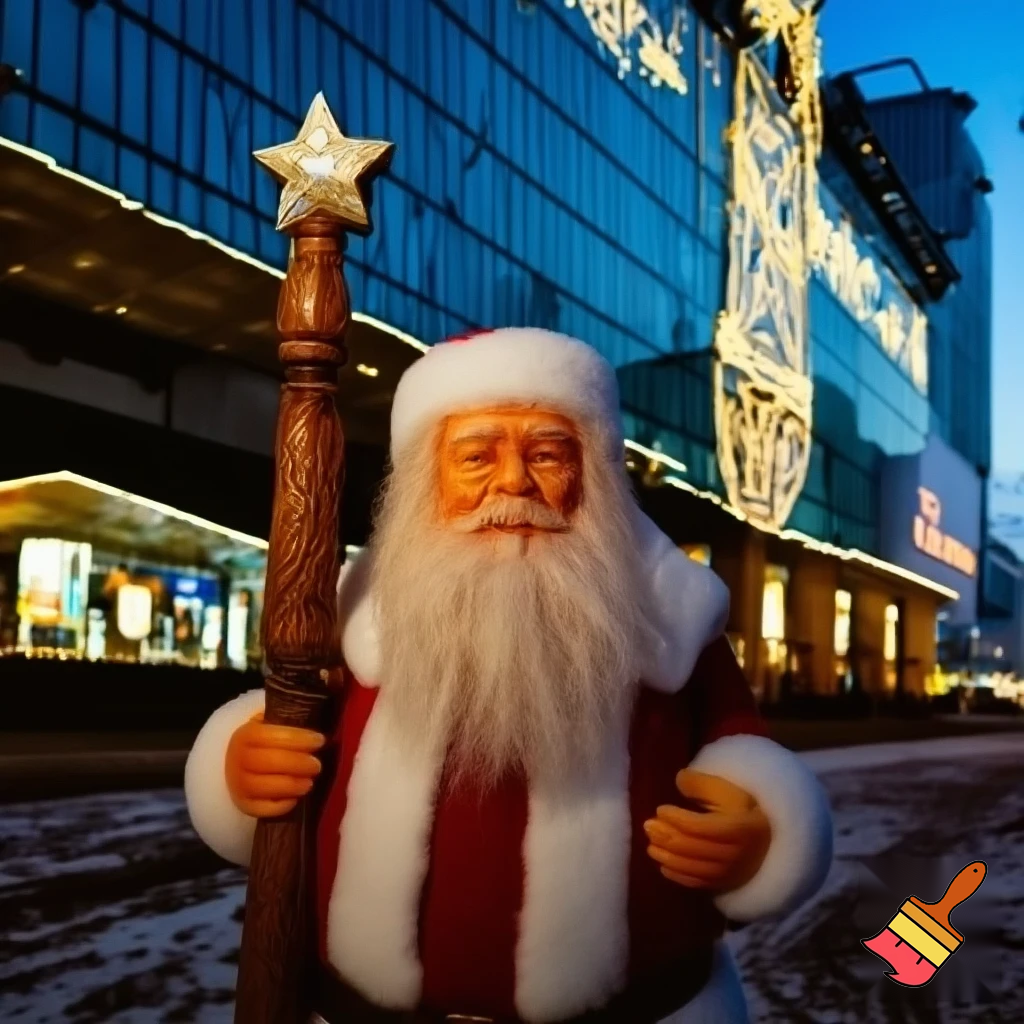  Santa Claus, Russia walking stick with a star shopping centre