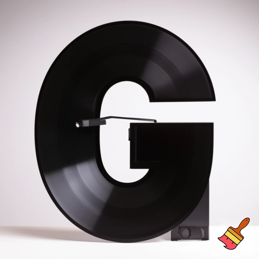 A record player in the shape of the capital letter G