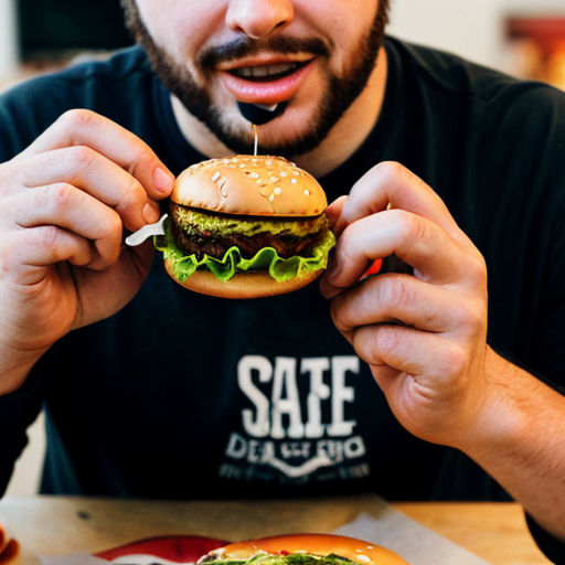 a man eating hamburger