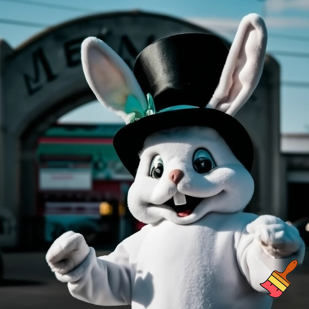 Mascot costume, Easter bunny top hat special top hat falcon gate trucking Centre