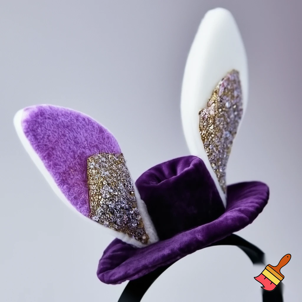 Special top hat headband Easter headband with rabbit, ears, purple and white purple and white with glitter velvet golden purple and white with glitter silver