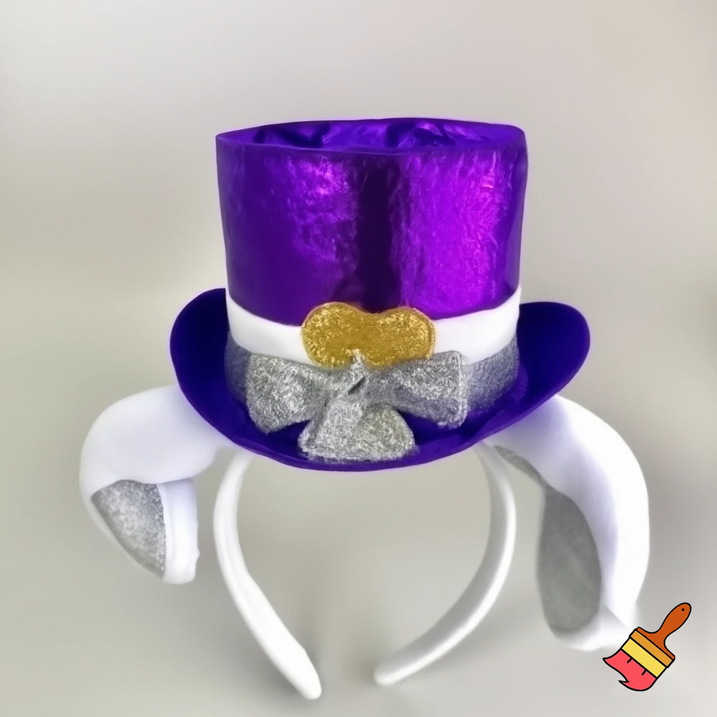 Easter bunny top hat headband, purple, white and gold and silver
