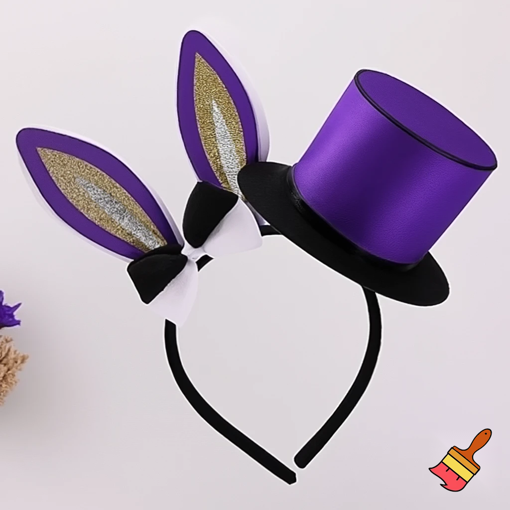 Easter bunny top hat headband, purple and white gold and silver top hat black purple dark purple special hat in delicate purple white, purple and white gold