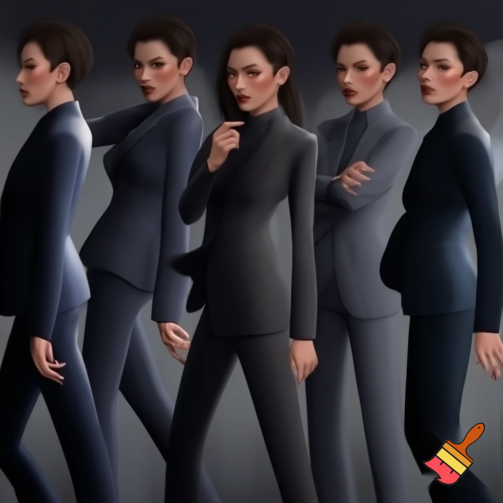 generame 5 imagenes de una misma persona en traje sensual 

