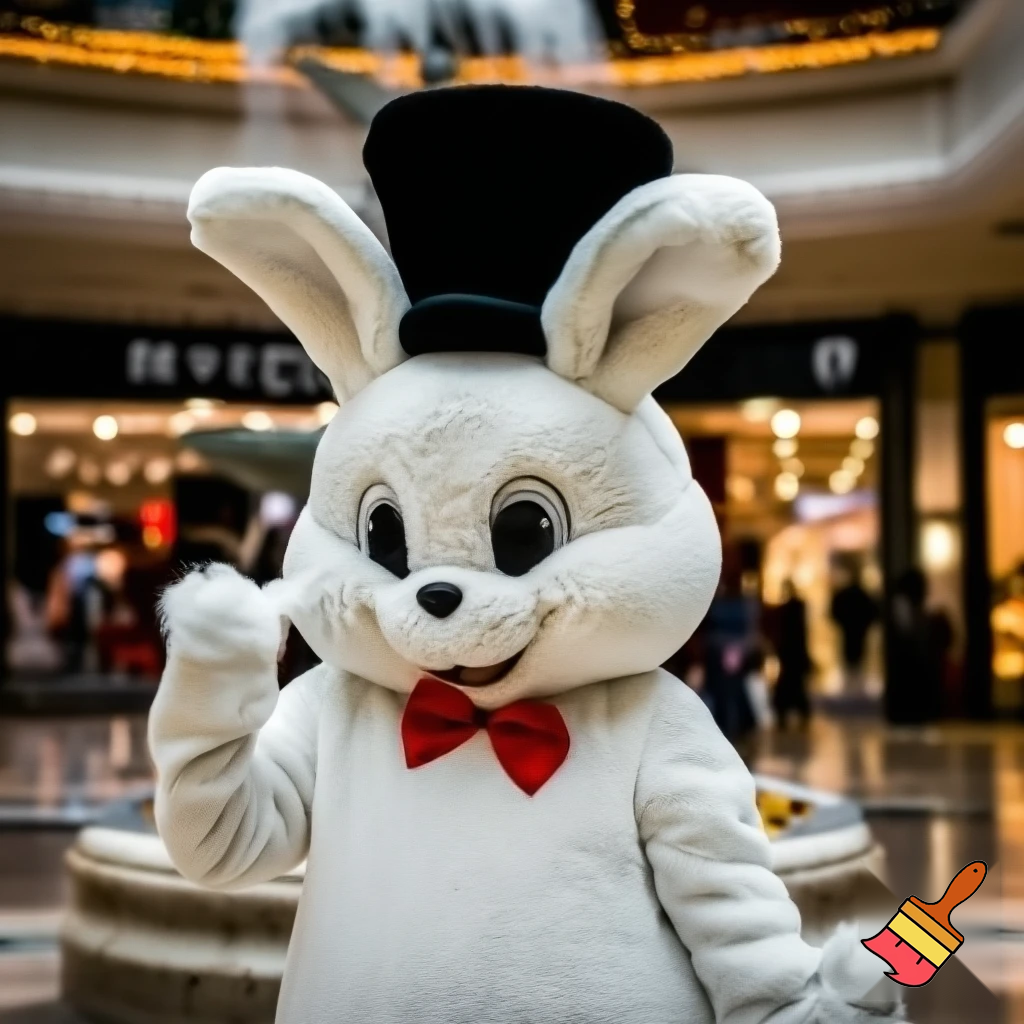  Easter bunny mascot costume top hat special land special in delicate shopping Centre Fountain Gate