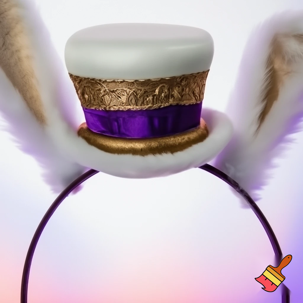 Easter bunny top hat headband, white and purple and gold top hat headband