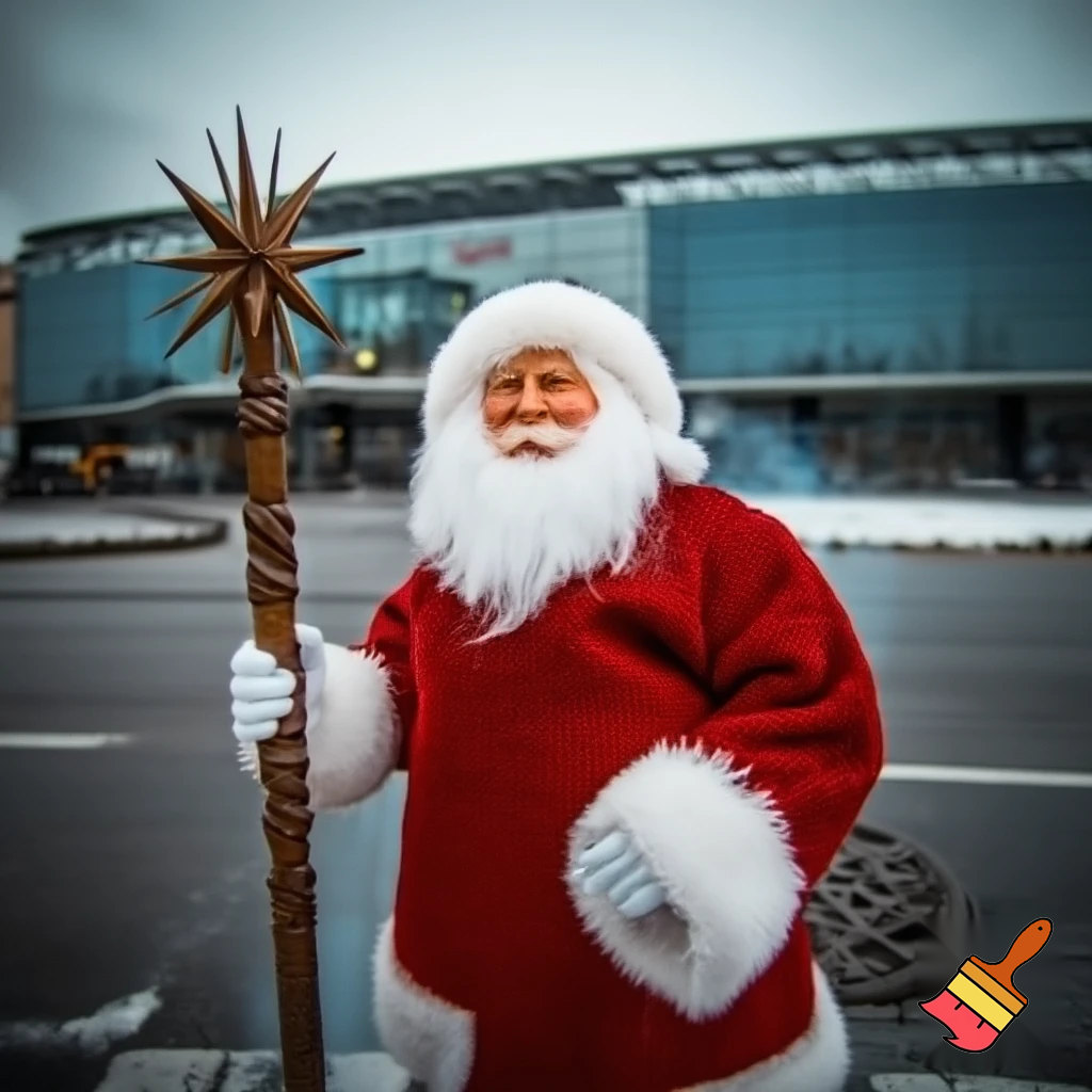  Santa Claus, Russia walking stick with a star shopping centre