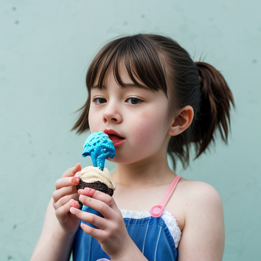 blue ice cream  little girl