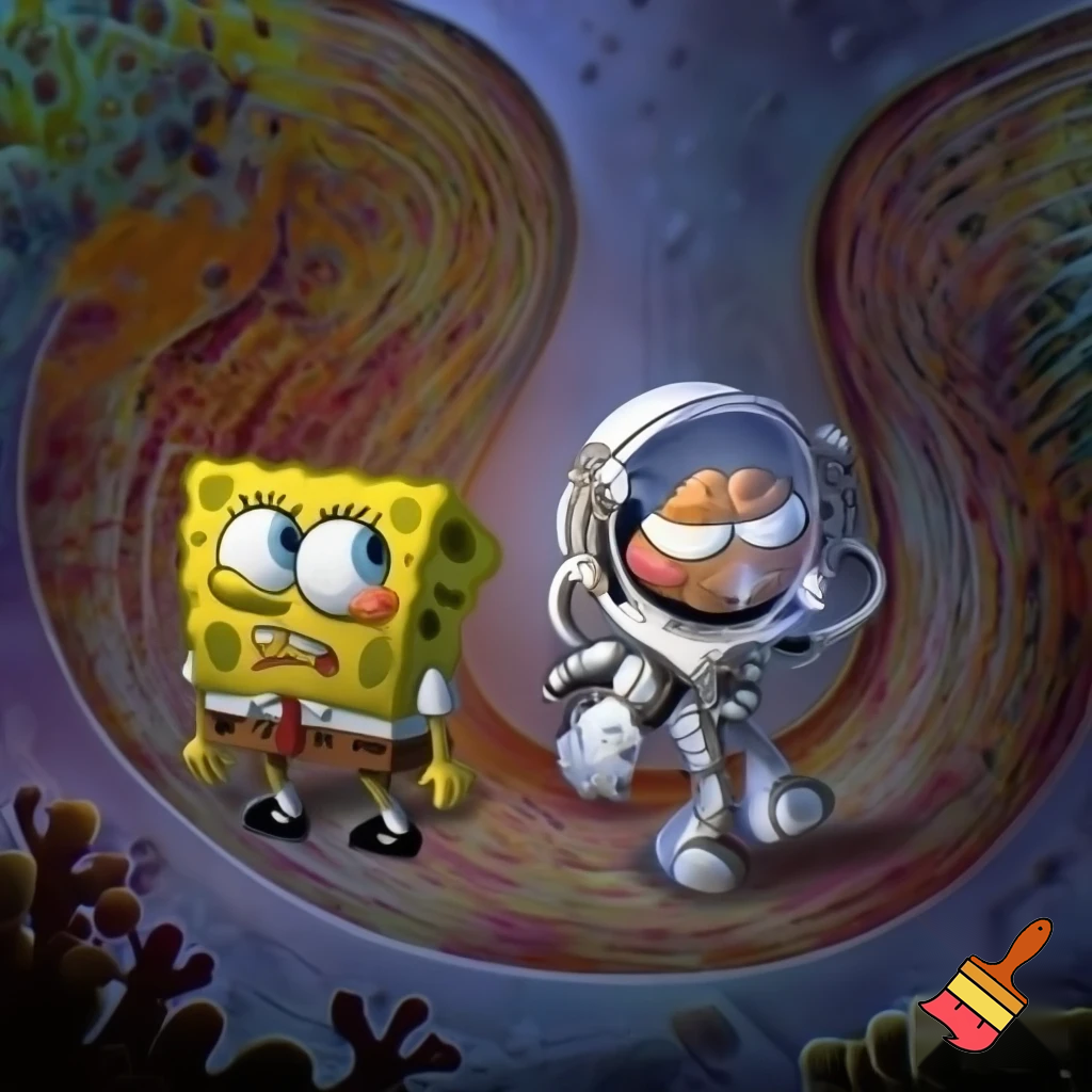 SpongeBob SquarePants having a divorce with sandy cheeks 