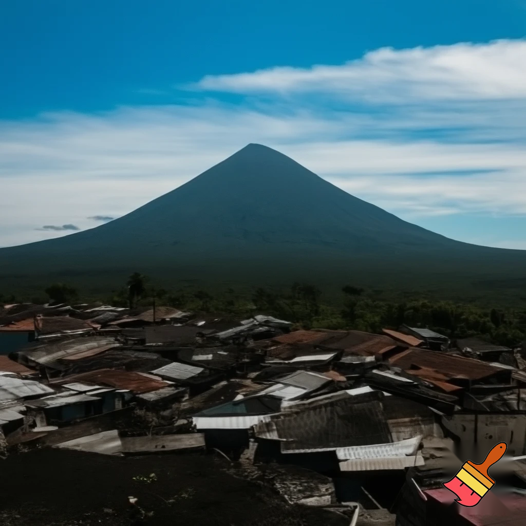 Poor neighborhood on the tip of a volcano