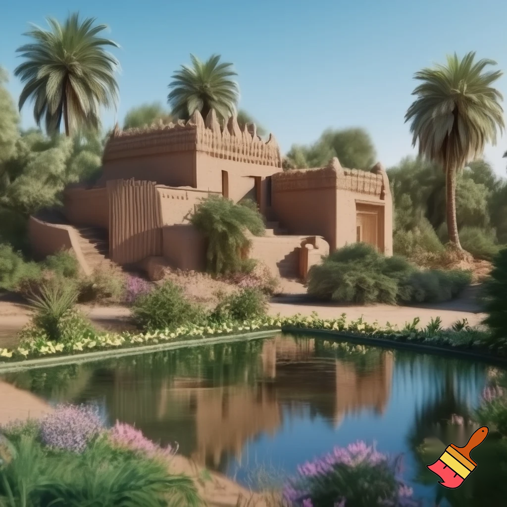 Create a house in the Indus valley, create lots of vegetation, and give it a garden and small pool.