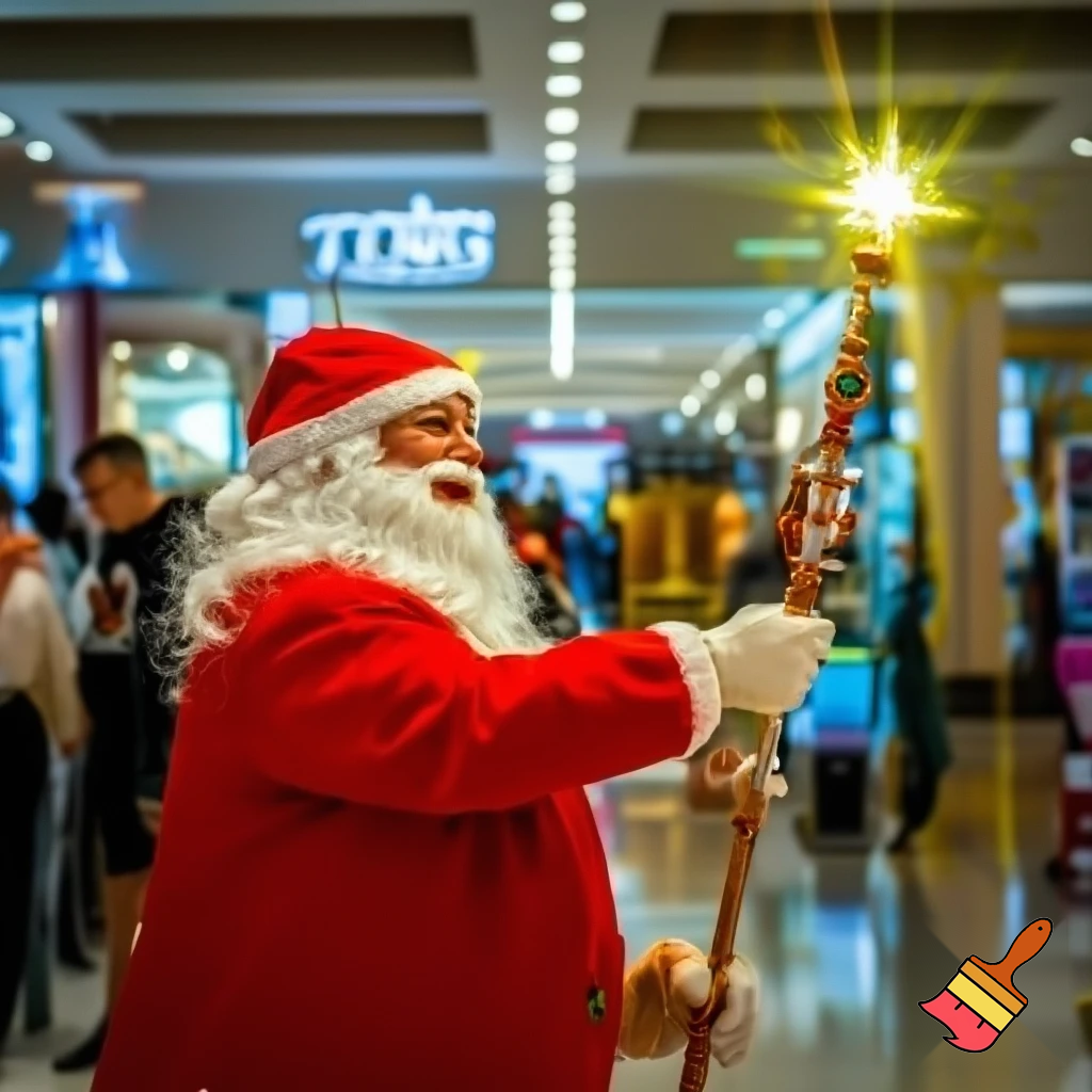 Santa Claus magic walking stick staff Russia shopping Centre Australia shopping immune in a star
