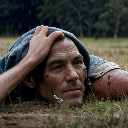 a man dead from a distance in lookinf from the field

